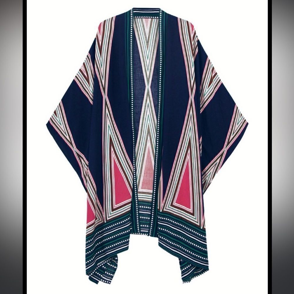 Do Everything In Love Geo Print Open Front Lightweight Kimono One Size